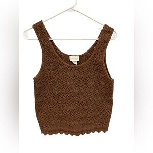 Vintage Moda International crochet brown cropped sweater tank M